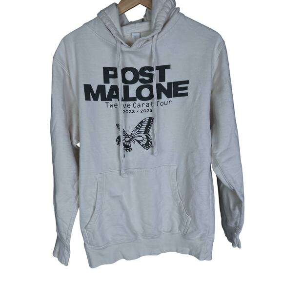 Post Malone Twelve 12 Carat Cream Tour Hoodie Official Post Malone Merch Med - Picture 2 of 5